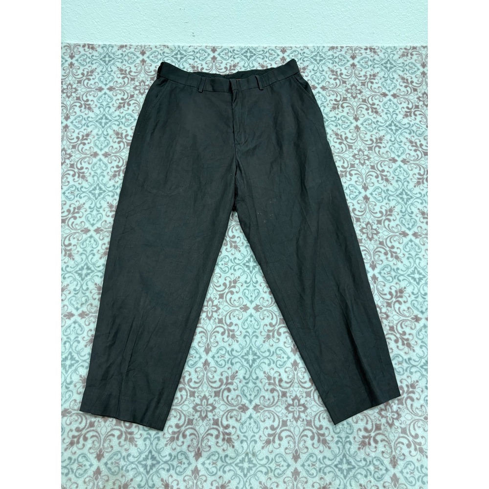 Haggar Mens Flat Front Dress Pants Charcoal Gray Straight Leg Trousers 37x29